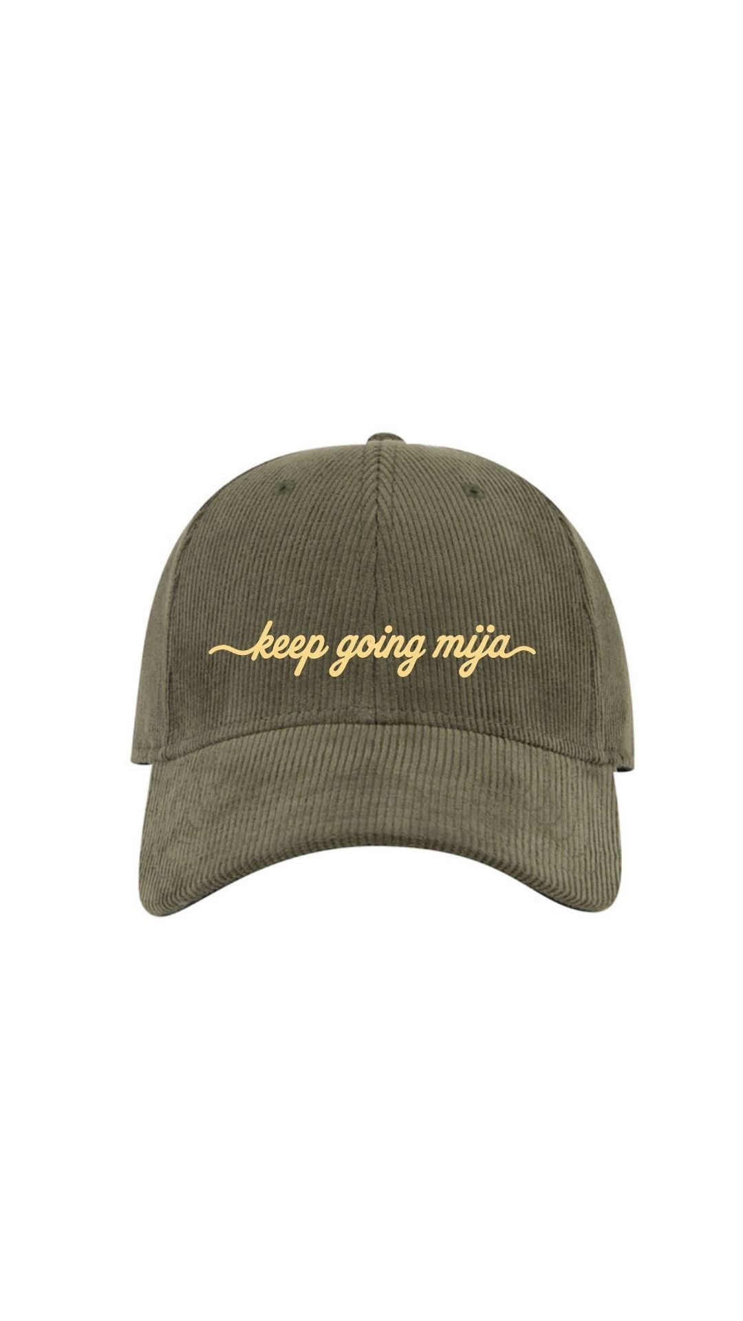 Keep Going, Mija™ Corduroy Cap – Olive Green