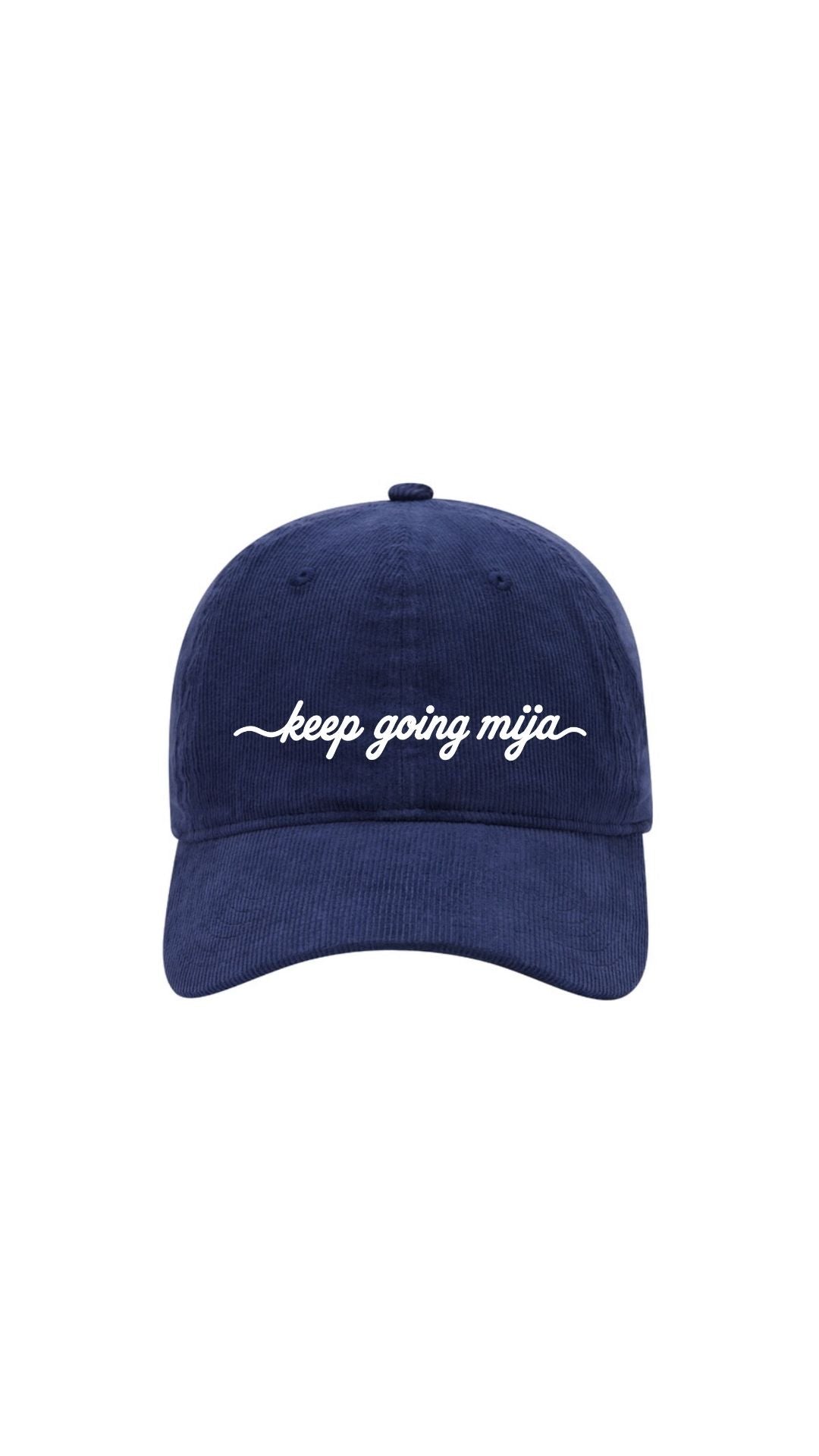 Keep Going, Mija™ Corduroy Cap – Navy Blue