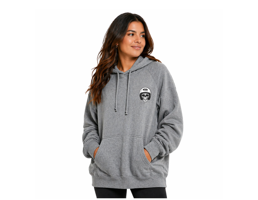 Keep Going, Mija™ Pullover Oversized Hoodie — Vintage Moto Skull