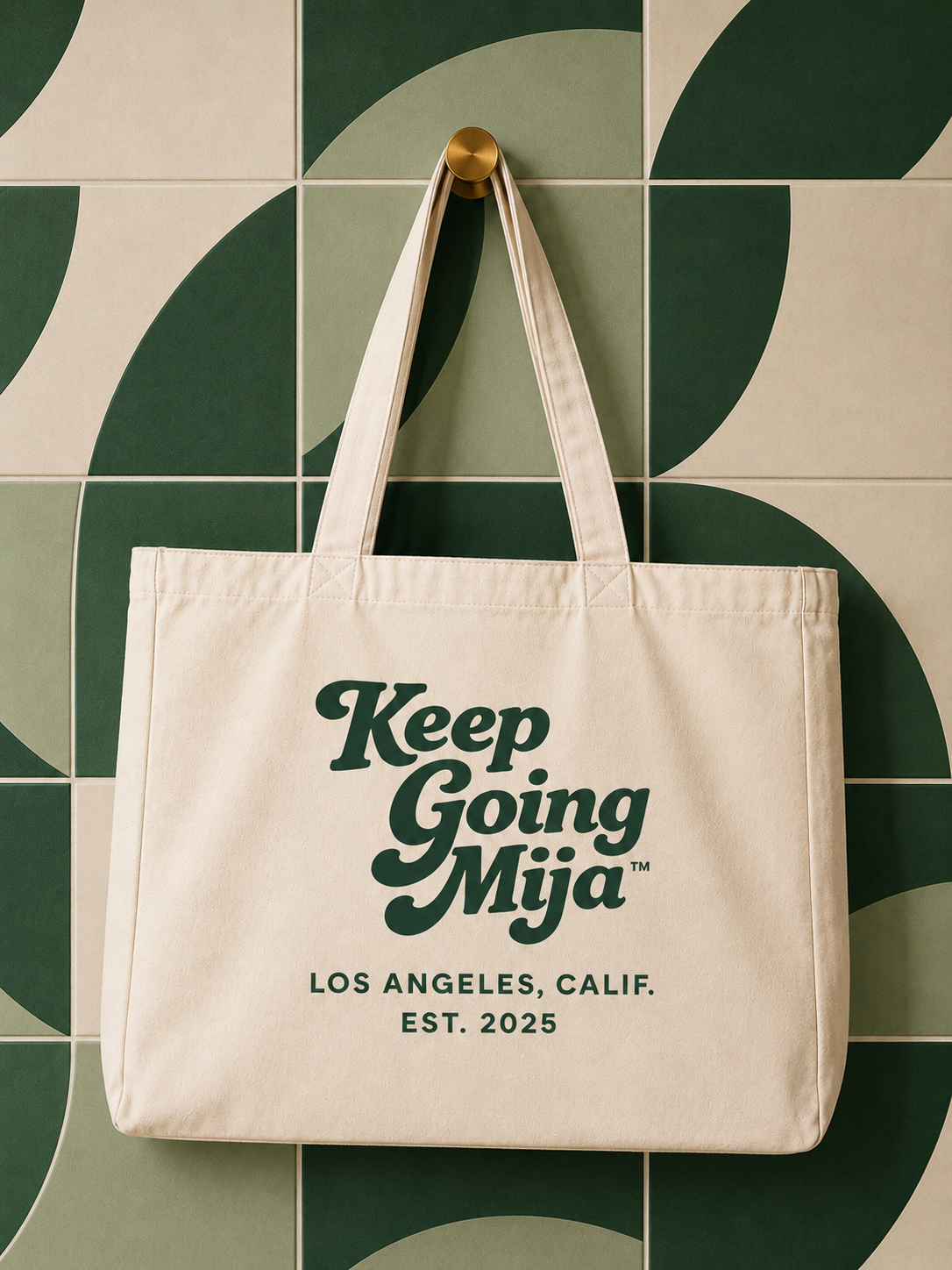Keep Going, Mija™ Oversized Canvas Tote – Double-Sided Graphic